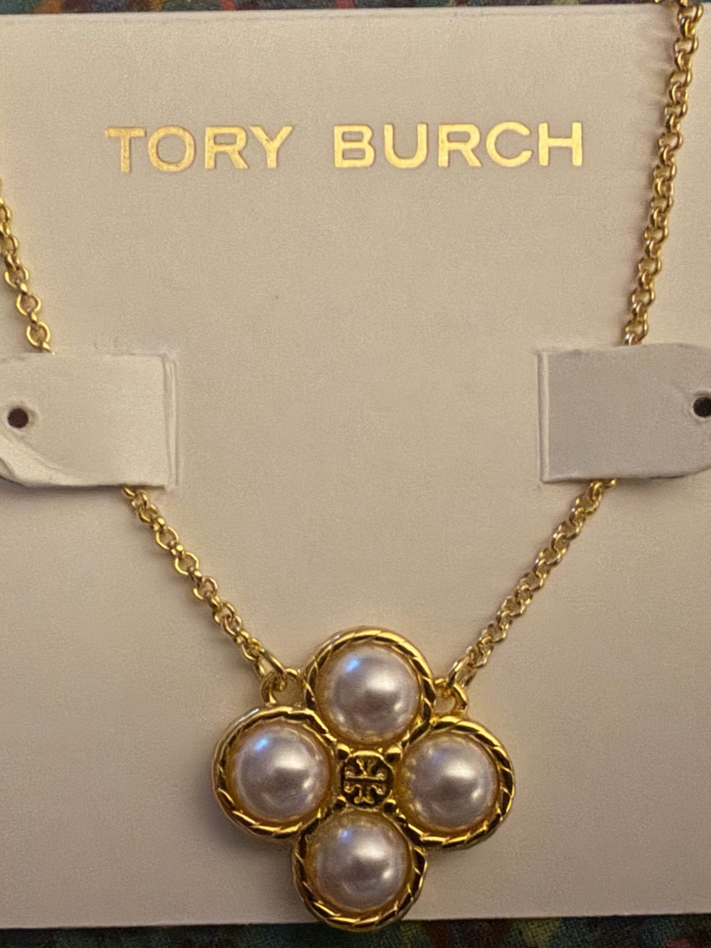 Tory Burch Gold-tone Necklace with Pearl Cluster Pendant - Picture 4 of 4